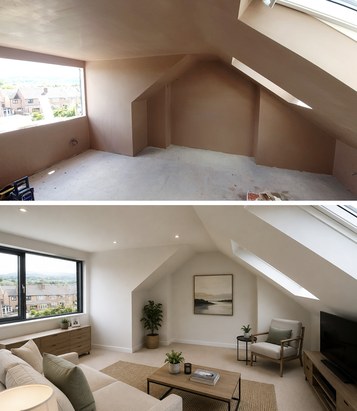 Before and after home renovation