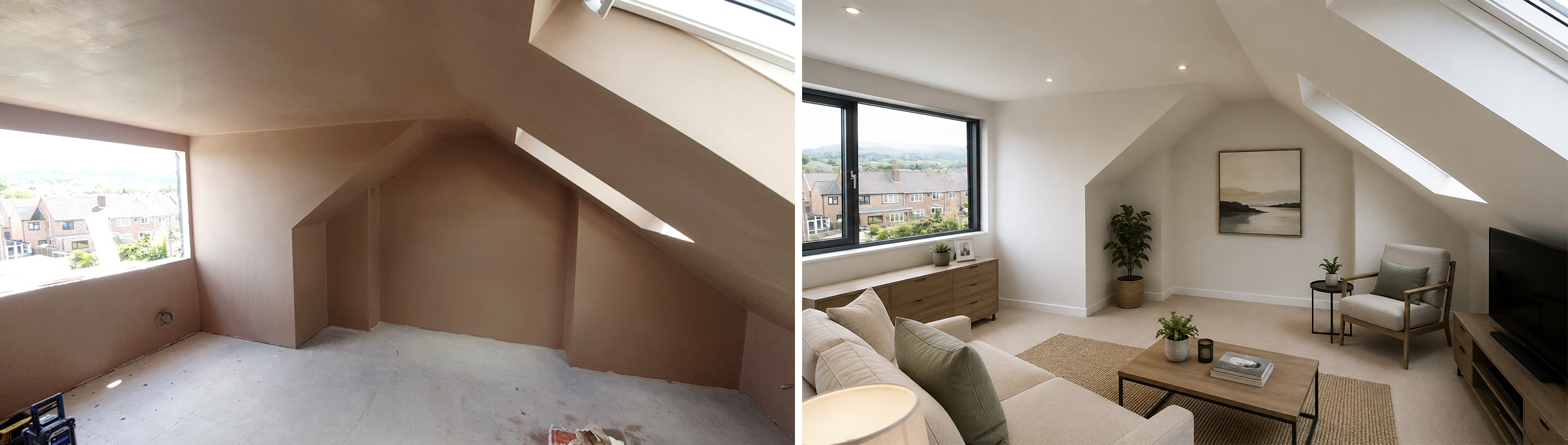 Before and after home renovation