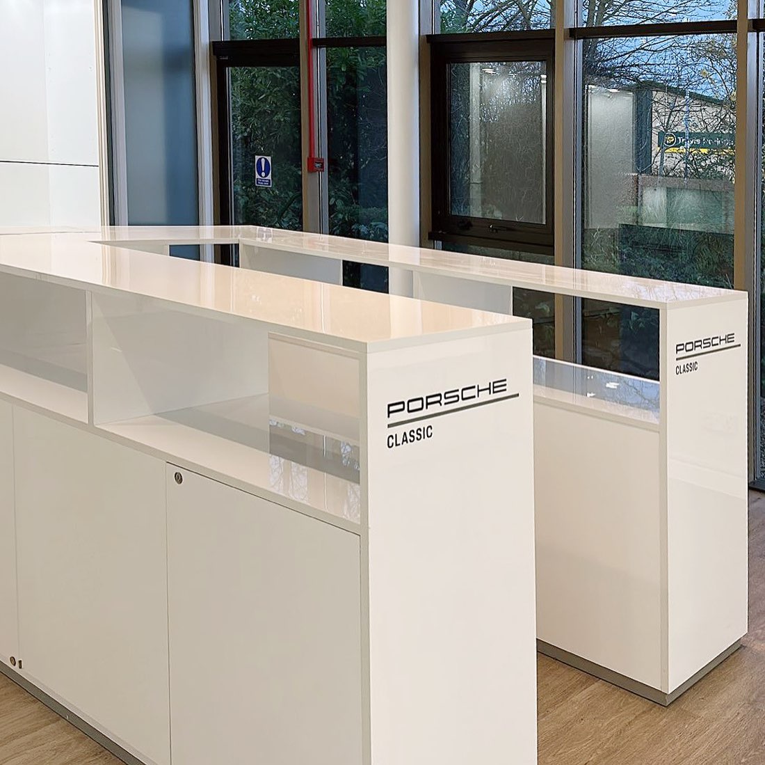 Porsche Classic branded display counters in the museum fit-out
